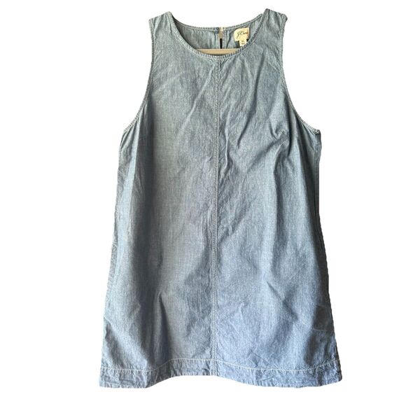 J. Crew Dresses & Skirts - J.Crew Denim Chambray Shift Dress Size XL 100% Cotton Sleeveless Jumper Pockets